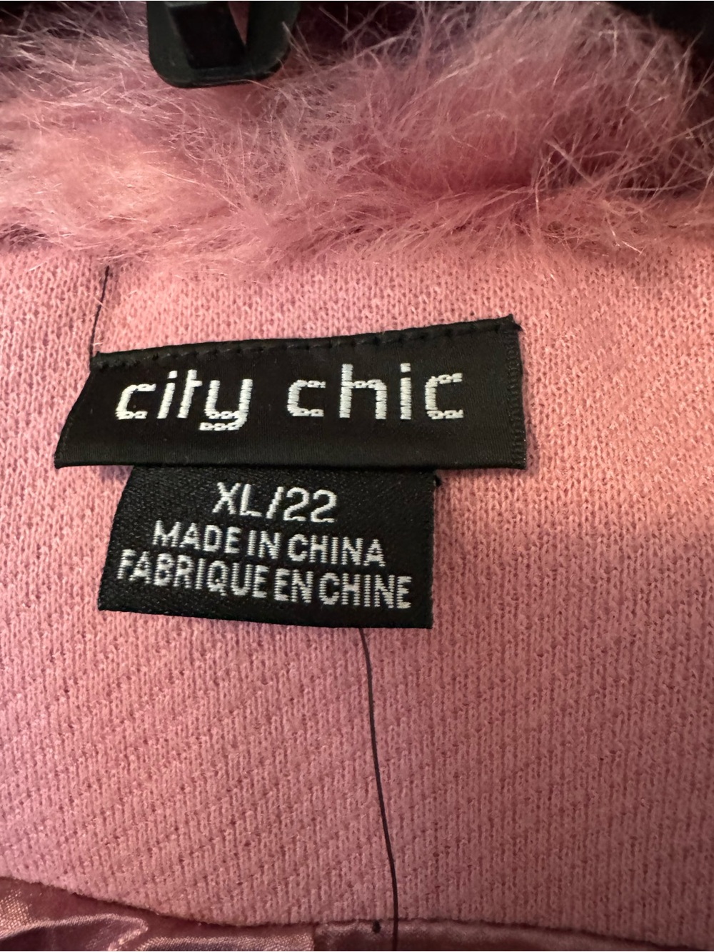 City Chic Dusty Pink Faux Fur-Trim Belted Trench Coat - Picture 2 of 4